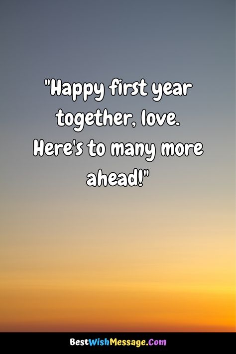 Toast to one year of love! 💑💍 Celebrate your first anniversary with these heartfelt messages and greetings for your boyfriend. 💖✨ #AnniversaryLove #Boyfriend #FirstAnniversary #LoveMessages New Year Notes For Instagram, One Year With You Quotes, First Year Love Anniversary Wishes, First Year Love Anniversary Quotes, 1st Love Anniversary Wishes, First Love Anniversary Wishes For Boyfriend, First Anniversary Ideas For Boyfriend 1 Year Love Notes, 1 Year Anniversary For Boyfriend, First Anniversary Wishes For Couple