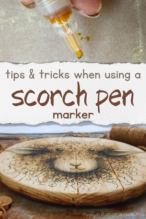 Ready to explore the art of decorating wood by burning a design on the surface? Get our top tips for using a scorch pen marker to create one-of-a-kind home decor pieces. From bold designs to delicate details, this versatile little pen will take your DIY projects to a whole new level. It’s easy, fun, and budget-friendly. Plus you won’t burn your fingers either. Easy Woodburning Ideas Diy Gifts, Wood Burning Pen Ideas, Scorch Paste Projects, Wood Scorching Ideas, Engraving Pen Projects, Scorch Marker Projects, Easy Wood Burning Ideas For Beginners, Wood Burning Patterns Free, Wood Scorching