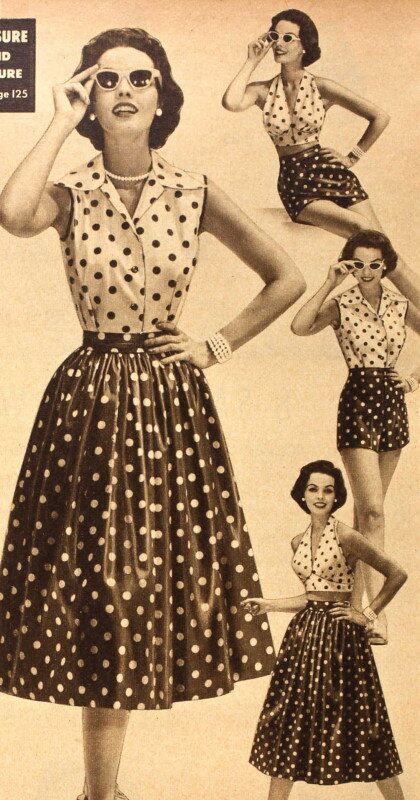 Travelling Light: Weekend Wardrobes — Tuppence Ha'penny Vintage 40s Mode, Polka Dot Dresses, 1950 Fashion, Vintage Fashion 1950s, Well Dressed Women, Look Retro, Fashion 1950s, Retro Mode, Old Fashion