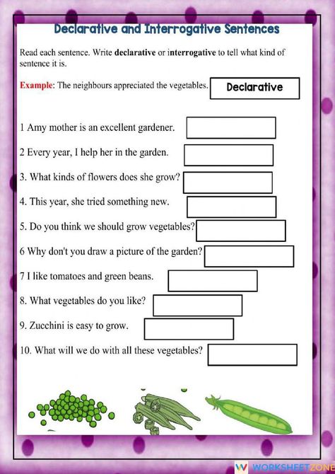 Students will identify declarative and interrogative sentences. Download the PDF file and try the interactive worksheet at the link above! #grammar #grammarworksheets #worksheet #worksheetsforkids #englishlearning #esl Interrogative Sentences Worksheet, Declarative And Interrogative Sentences, Interrogative Sentences, Regular Past Tense Verbs, Sentences Worksheet, Declarative Sentences, Kinds Of Sentences, Simple Present Tense, Subject Verb Agreement