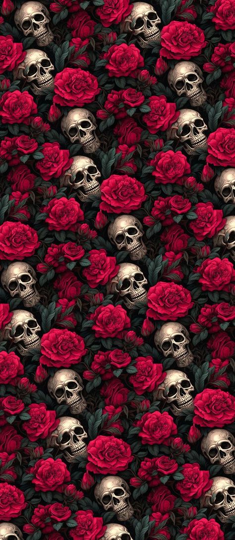 Skull And Rose Wallpaper Iphone, Cute Skull Wallpaper, Skull Wallpaper Aesthetic, Skull And Roses Wallpaper, Skull Phone Wallpaper, Calaveras Aesthetic, Skull Iphone Wallpaper, Wallpaper Iphone Red, Skull Wallpaper Iphone