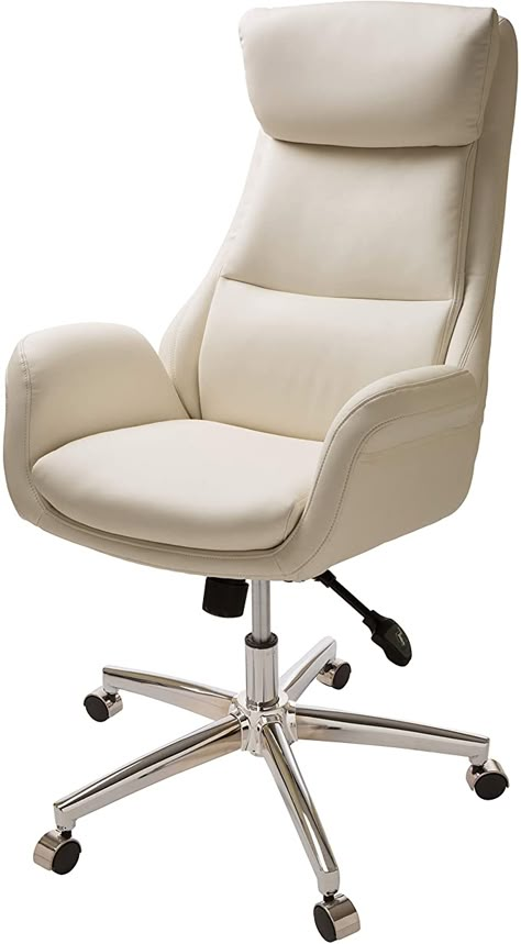 White Leather Office Chair, Comfy Office Chair, Contemporary Office Chairs, White Office Chair, Home Office Inspiration, Wallpaper Computer, Study Chair, Best Office Chair, Swivel Chair Desk