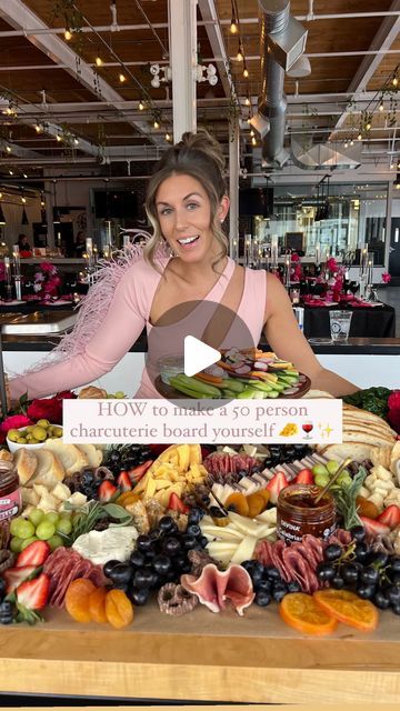 Charcuterie 40 People, How To Make A Big Charcuterie Board, What Goes In A Charcuterie Board, Largest Charcuterie Board, Charcuterie Board For 80th Birthday, Wine Party Charcuterie Board, 40 Person Charcuterie, Charcuterie Must Haves, How To Arrange A Charcuterie Board Video