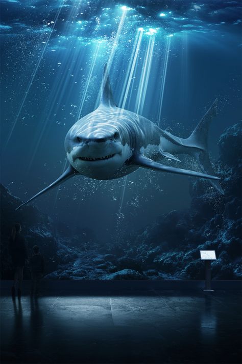 Aquarium projects | Photos, videos, logos, illustrations and branding on Behance Shark Party Ideas, Hai Tattoo, Scary Ocean, Shark Themed Party, Shark Photos, Whatsapp Wallpapers Hd, Shark Pictures, Big Shark, Underwater Images