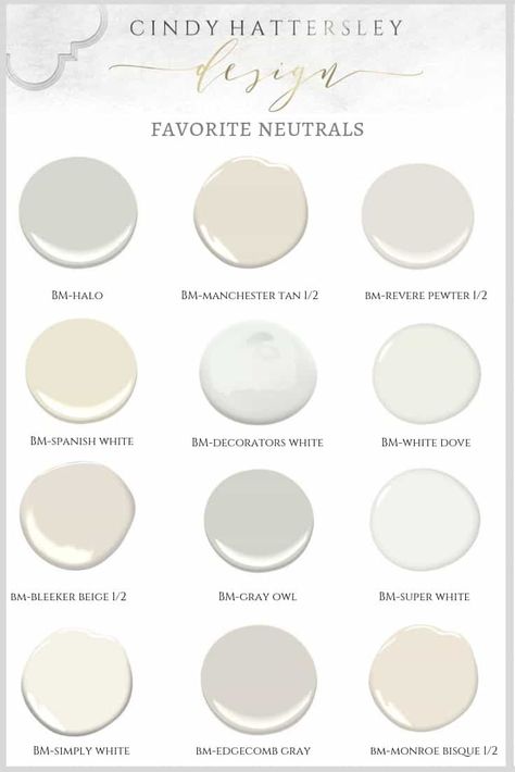 my favorite interior paint colors Home Paint Ideas, Paint Colors Neutral, Indoor Paint Colors, Benjamin Moore Cloud White, Best Neutral Paint Colors, Cindy Hattersley, White Exterior Paint, Indoor Paint, Interior Paint Colors Schemes