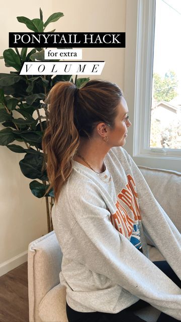 Heavy Hair Ponytail, Grown Up Ponytail, Ponytail For Thick Hair Tutorials, Easy Hair Ponytails, Full Looking Ponytail, How To Dress Up A Ponytail, Working Mom Hairstyles, Big Ponytail Tutorial, Ponytail For Fine Straight Hair