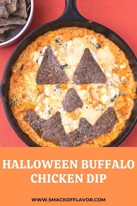 Buffalo Chicken Cream Cheese, Halloween Party Appetizers Easy, Halloween Themed Appetizers, Buffalo Chicken Dip Oven, Halloween Dip, Chicken Cream Cheese, Halloween Potluck, Halloween Appetizers Easy, Halloween Party Appetizers