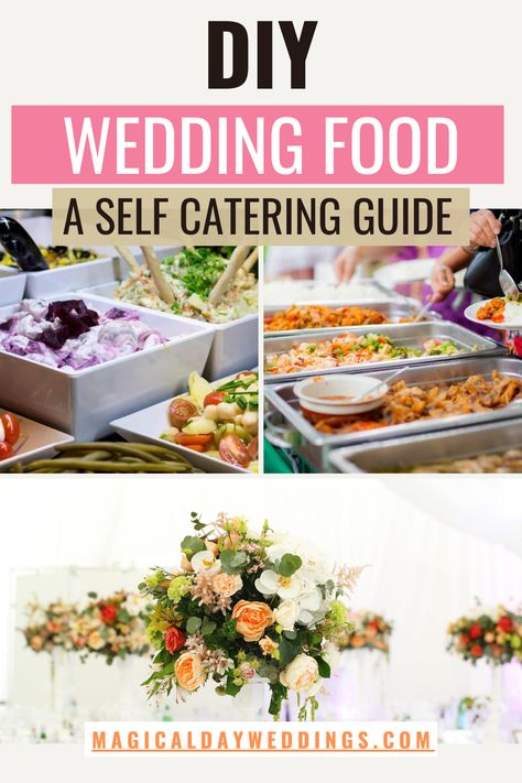 Diy Wedding Menu Ideas, Make Your Own Wedding Food, Outdoor Food Wedding Ideas, Diy Catering Ideas Budget, Wedding Catering Food Ideas, Easy Wedding Menu Ideas, Diy Wedding Meals, Finger Food Wedding Reception Buffet Ideas, Wedding Meals Buffet