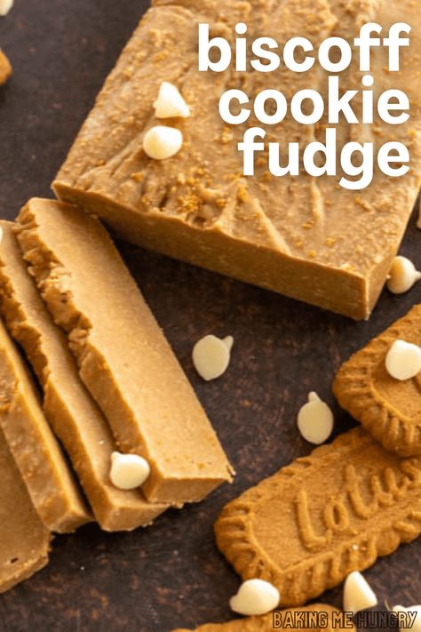 Are you a fan of Biscoff cookies? If so, this Biscoff fudge recipe needs to be at the top of your favorite holiday must-make desserts. Loaded with flavor with the perfect creamy texture. Biscoff Fudge Recipe, Biscoff Christmas Recipes, Bischoff Recipes, Cookie Butter Fudge, Biscoff Desserts, Biscoff Fudge, Biscoff Recipes, Fudge Recipes Easy, Biscoff Cookies