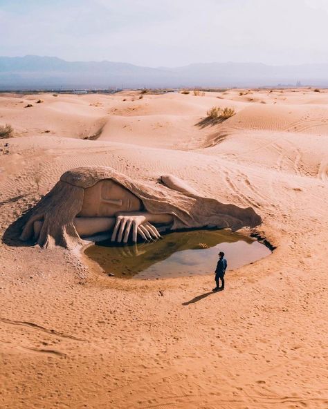 The Globe Wanderer on Instagram: “Sleeping statue in Gobi Desert in Guazhou. Isn’t it amazing? Photos by @abeastinside #TheGlobeWanderer” Desert Aesthetic, Gobi Desert, Fantasy Island, Incredible Places, Land Art, Mongolia, Travel Inspo, Travel Around The World, Beautiful World