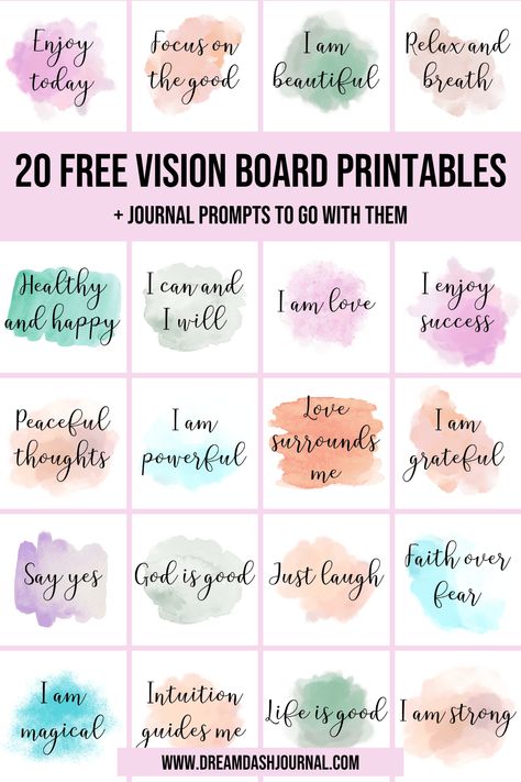 Journal Prompts For Manifesting, Free Vision Board Template, Kids Vision Board, Vision Board Journal, Free Vision Board, Vision Board Words, Printables Ideas, Vision Board Diy, Vision Board Printables