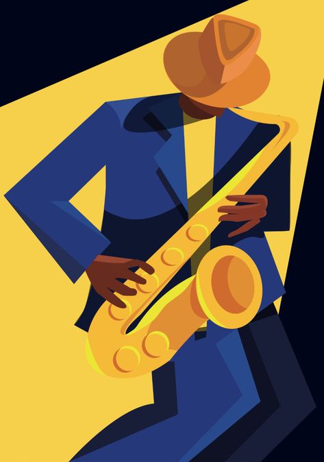 Jazz Illustations on Behance Patchwork, Jazz Music Art, Arte Jazz, Jazz Painting, Casual Fashion Style, Art Deco Ideas, Shop Branding, Graphic Design Brochure, Jazz Poster