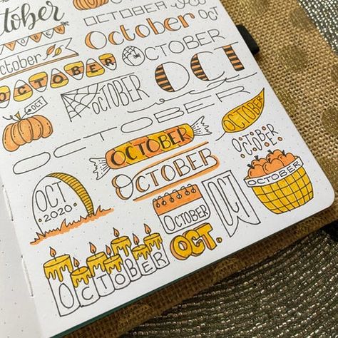 October Journal Header, October Lettering Bullet Journal, October Tracker Bullet Journal, October Title Ideas, October Headers Bullet Journal, Halloween Title Ideas, October Book Journal, October Font Bullet Journal, October Doodles Bullet Journal