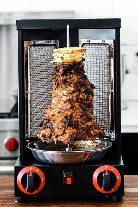 This Authentic Mexican Tacos al Pastor is sliced marinated pork roasted on a spit with pineapple for an unbelievably delicious recipe. Alpastor Recipe, Al Pastor Meat, Al Pastor Recipe, Authentic Mexican Tacos, Great Dinner Ideas, Billy Parisi, Wood Fired Cooking, Tacos Al Pastor, Recipes Authentic