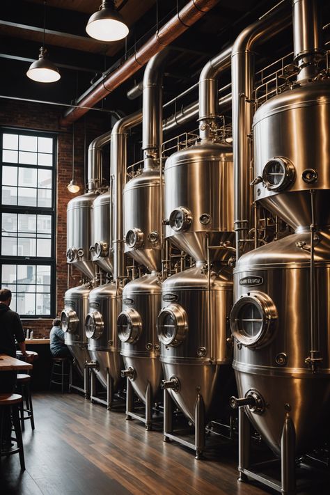 Craft Beer Heaven: Exploring Portland’s Iconic Breweries Brewery Exterior Design, Beer Brewery Design, Brewery Aesthetic, Brewery Interior Design, Beer Museum, Beer Garden Design, Modern Brewery, Brewery Interior, Beer Factory