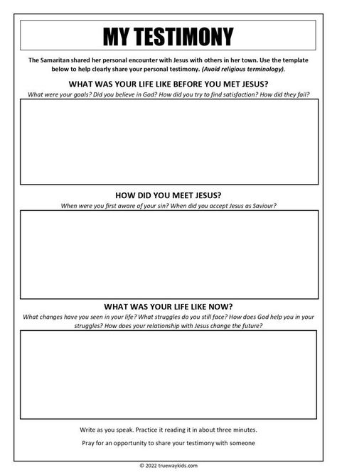 Christian Worksheets For Adults, How To Share Your Testimony, Youth Activities For Church, Testimony Template, Bible Lessons For Teens, Teen Bible Study Lessons, Teen Bible Lessons, Youth Ministry Lessons, The Woman At The Well