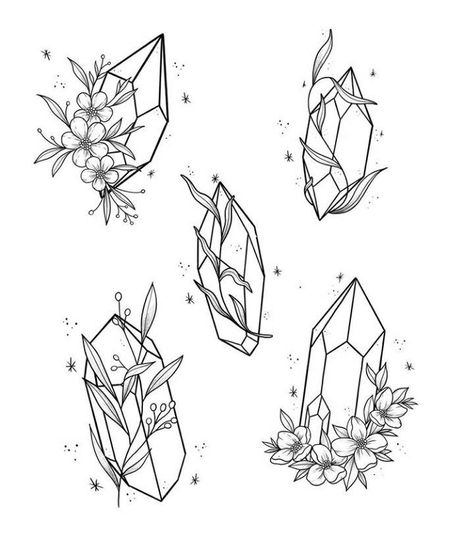 Ide Jurnal, Flash Art Tattoos, Crystal Tattoo, Art Flash, Kunst Tattoos, Crystal Drawing, Symbol Tattoos, Tattoo Flash Art, Flash Art