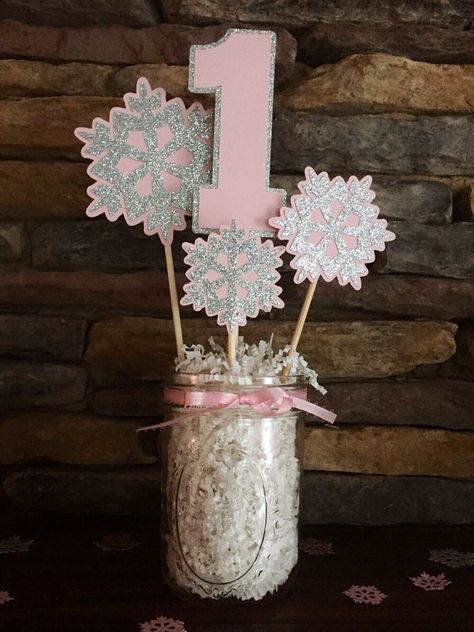 Onederland Birthday Party Centerpiece Snowflake Birthday Party Happy Wonderland Birthday Party Decorations I am One pink and silver Winter Onederland Party Girl 1st Birthdays, Winter Onederland Party Girl, Winter Wonderland-party, Snowflake Birthday Party, First Birthday Winter, Winter Wonderland Birthday Party, Winter Onederland Birthday Party, Snowflake Party, Winter Onederland Party