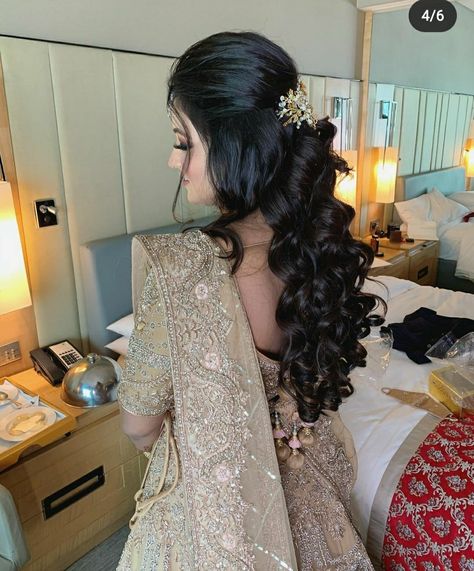 Puff Hair Styles Wedding Indian, Front Puff Hairstyles Indian, Engagement Hairstyles, Hair Puff, Front Hair, Open Hairstyles, Muslim Bride, Indian Bridal Hairstyles, Bridal Hairstyle