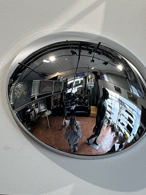 Dome Mirror Decor, Dome Mirror Bedroom, Mirror Perspective, Fish Eye Perspective, Dome Mirror, Eye Perspective, Traffic Mirrors, Fish Eye, Work Art