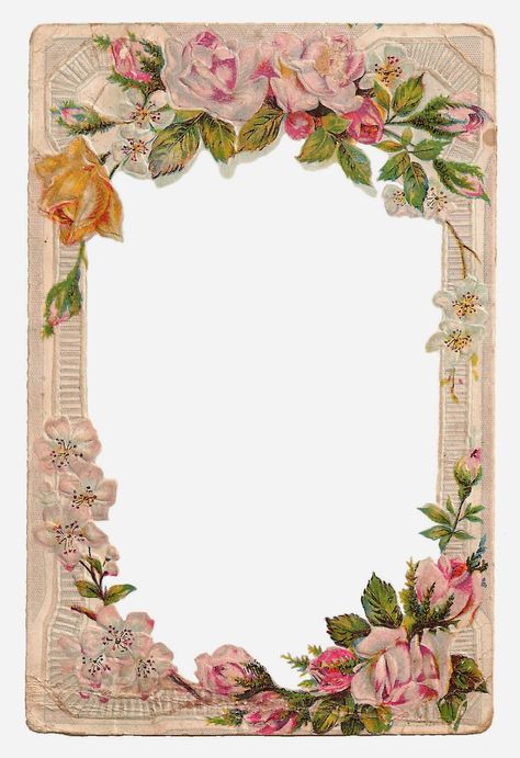 Printable Frames, Flower Frame Png, Foto Transfer, Rose Frame, Antique Images, Vintage Picture Frames, Images Vintage, Borders And Frames, Printable Stationery