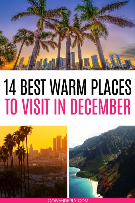 Discover the best warm US travel destinations for December. Winter Vacation Destinations, Best Places To Travel In Us In December, Best Place To Visit In December, Best Place To Travel In December, Best Places To Travel In December, Christmas Destinations In The Us, Best December Vacations, December Vacation Ideas, December Travel Destinations