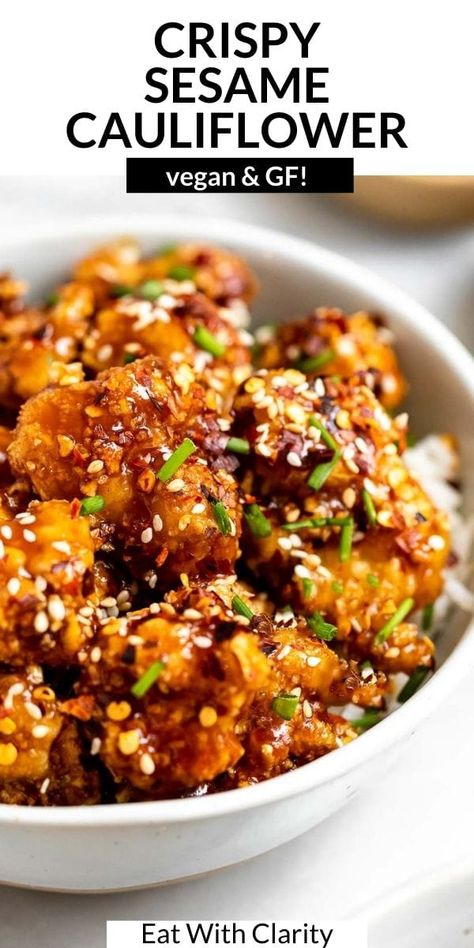 Quick And Easy Vegan Dinner Recipes, Sesame Cauliflower, Plant Plate, Sticky Sesame Cauliflower, Cauliflower Vegan, Sesame Sauce, Vegan Gluten Free Recipes, Plant Strong, Gluten Free Dinner