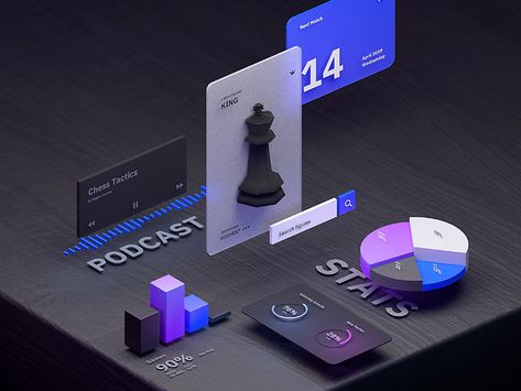 AR UI Kit by Edvinas Narbutas | Dribbble 3d Ui Design, Ibm Design, 3d Ui, Fluent Design, Multimedia Design, Chess Tactics, Web Design Mobile, Ui Ux Designer, Isometric Design