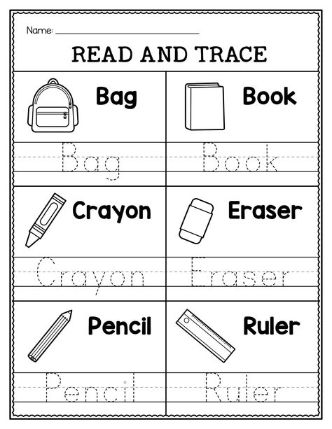 Read & Trace Worksheets: "Fun & Educational Read & Trace Worksheets for Kids | Made By Teachers | Worksheets for kids, Learning english for kids, English lessons for kids Educational Worksheets For Kids, School Supplies Tracing Worksheet, Kids Tracing Worksheets, Learning Pages For Toddlers, My School Worksheets For Kids, Homework For Preschoolers, Kindergarten Circulum, Classroom Worksheet, Tracing For Kids