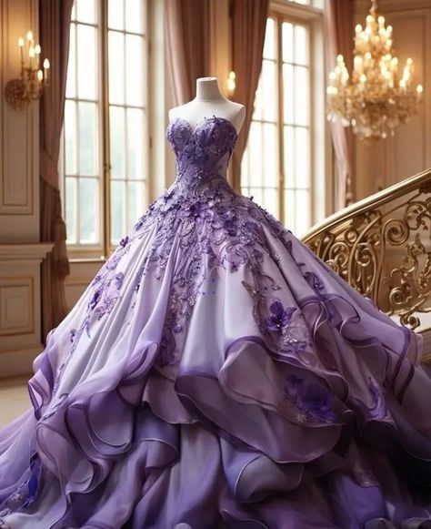 Purple Ball Gown, Lilac Prom Dresses, Beautiful Ball Gowns, Dreamy Gowns, Purple Wedding Dress, Pretty Quinceanera Dresses, Purple Gowns, Stunning Prom Dresses, Purple Prom Dress