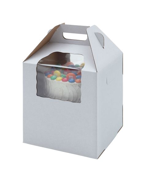 White/Kraft B-Flute E-Flute Plain Tall Cake Carrier Box with Window - Whalen W Packaging Tall Cake, Chocolate Transfer Sheets, Wafer Paper Cake, Tall Cakes, Parchment Paper Baking, Cake Carrier, Cake Boxes, Tiered Cake, Cake Box