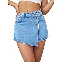 Jean Skort, Short Pollera, Denim Skort, Skirt Shorts, Ripped Denim Shorts, Skirt Mini, Jeans Rock, Mini Shorts, High Waisted Shorts Denim