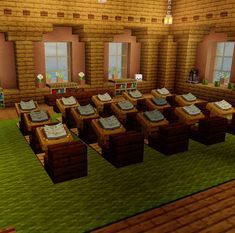 Rooms To Build In Minecraft, Cafe Minecraft Inside, Minecraft School Ideas Classroom, Minecraft Boarding School, Minecraft School Building Ideas, Minecraft School Interior, Minecraft Highschool, Minecraft School Building, Minecraft Supermarket