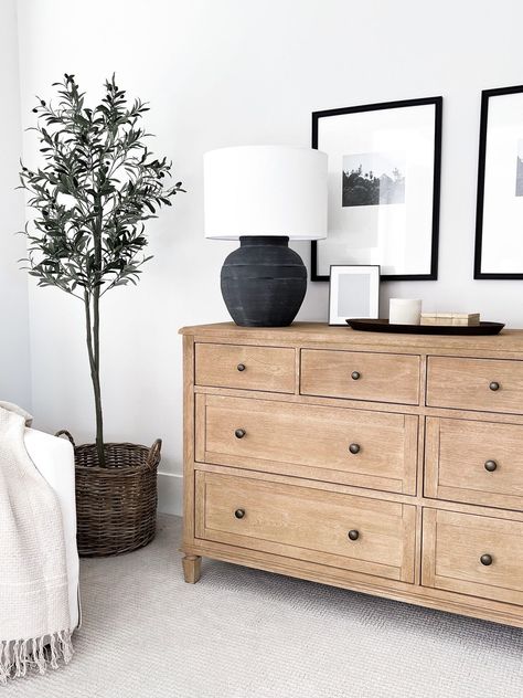 Dresser Decor Bedroom, Wide Dresser, Bedroom Bliss, Living Modern, Wood Dresser, Dresser Decor, Bedroom Refresh, Bedroom Designs, Master Bedrooms Decor