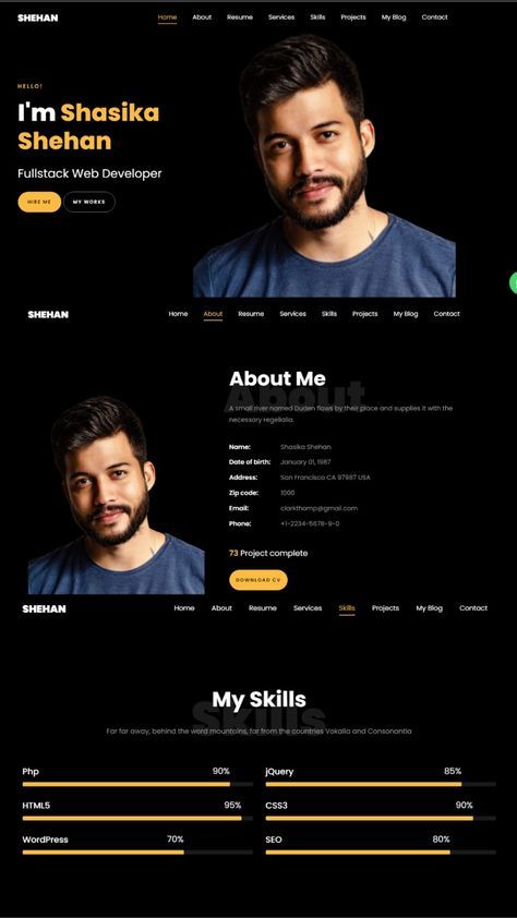 Personal portfolio website design - Responsive Landing pages Web Developer Portfolio Website, Personal Portfolio Website Design, Portfolio Website Design Inspiration, Web Developer Portfolio, Webpage Design Layout, Developer Portfolio, Cv Website, Portfolio Website Inspiration, Personal Portfolio Website