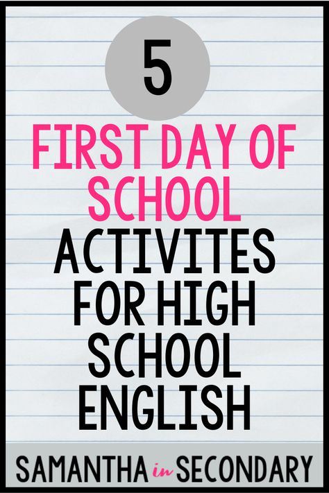 5 first day of school activities for high school ELA First Day Of School Writing Activities, High School Beginning Of Year Activities, Ela First Day Of School Activities, 8th Grade First Day Of School Activities, High School Ela First Day Activities, Fun First Day Of School Activities High School, First Day Of School Activities 8th Grade Ela, High School English Syllabus, First Day English Class Activities