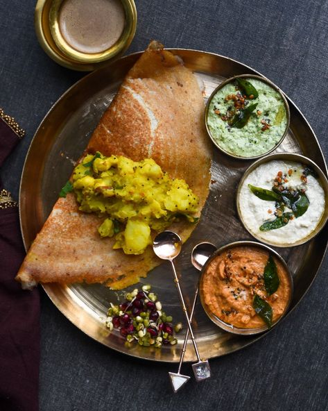 Dosa with Potato Filling Coconut Chutney | Nourish Deliciously Dosa Breakfast, Indian Brunch, Picky Bits, Dosa Chutney, South Indian Breakfast, Potato Filling, Saffron Spice, Indian Lifestyle, Dosa Recipe