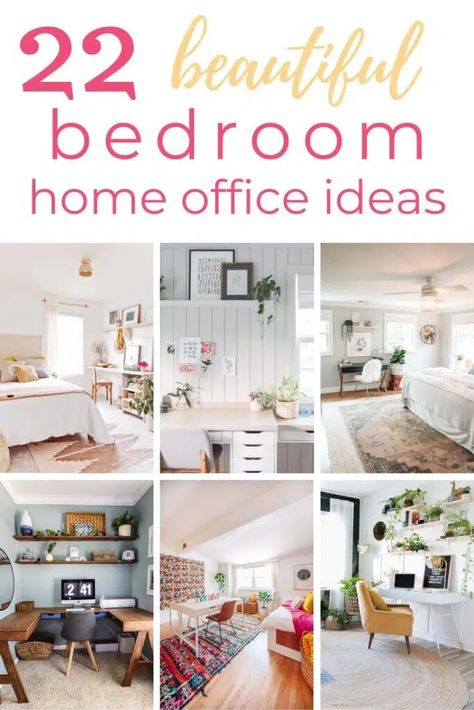 Bedroom Ideas With Work Space, Bedroom Office Space Ideas, Room With Office Ideas, Work Space Ideas In Bedroom, Small Office Area In Bedroom, In Bedroom Office, Bedroom To Home Office Makeover, Bedroom Office Decor Ideas, Office Inside Bedroom