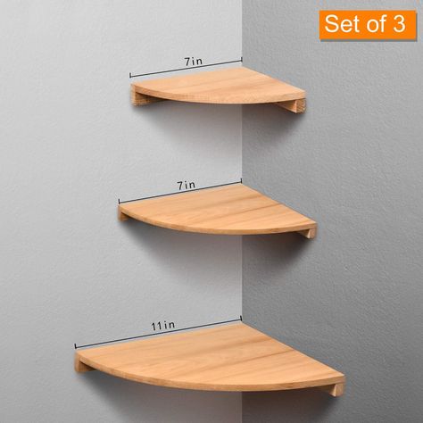 Bedroom Rug Size, Corner Wall Shelf, Corner Shelf Ideas, Corner Shelf Design, Wood Corner Shelves, Floating Shelves Wall, Floating Shelf Decor, Floating Corner Shelves, Corner Wall Shelves