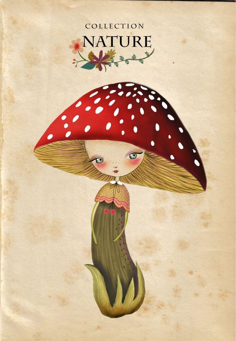 Adorable little mushroom girl illustration Era Victoria, Mushroom Girl, Illustration Kunst, Mushroom Drawing, Soyut Sanat Tabloları, Girl Standing, Mushroom Art, Whimsical Design, Art And Illustration