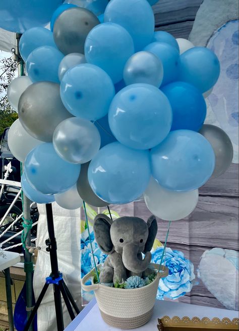 Elephant Theme Birthday Party Decor, Elephant Baby Shower Decor, Elephant Balloon Centerpiece, Elephant Baby Shower Backdrop, Blue Elephant Baby Shower, Elephant Theme Party, Boy Elephant Baby Shower Ideas, Baby Shower Ideas Elephant Theme, Elephant Babyshower