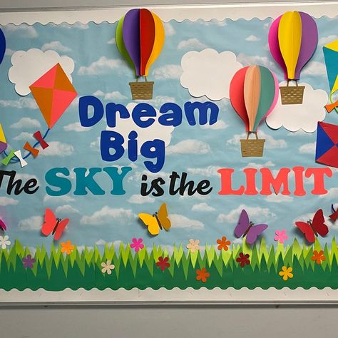 Teachers School Bulletin Board / Back to School /the Sky is - Etsy Summer Bulletin Boards, Spring Bulletin, Classroom Welcome, School Board Decoration, Spring Bulletin Boards, Preschool Bulletin, Preschool Bulletin Boards, Back To School Bulletin Boards, Classroom Board