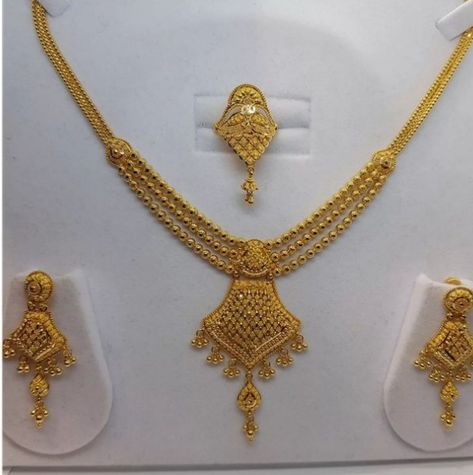 5 Tola Gold Set Design, Short Gold Necklace, Gold Haram Designs, Indian Gold Necklace Designs, Beaded Wedding Jewelry, Custom Gold Jewelry, Wedding Jewellery Designs, Unique Gold Jewelry Designs, 22k Gold Necklace