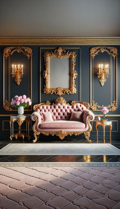 Baroque Design Interior, Baroque Living Room, Steampunk Interior Design, Baroque Interior Design, Royal Decor, Baroque Interior, Baroque Era, Baroque Furniture, Baroque Decor