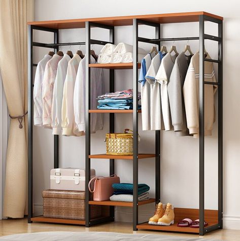 Bedroom Cupboard Ideas, Organization Ideas Closet, Clothes Cupboard, Shelves Clothes, Organizing Closet, Clothing Rack Bedroom, Wardrobe Stand, Ideas Closet, Steel Furniture Design