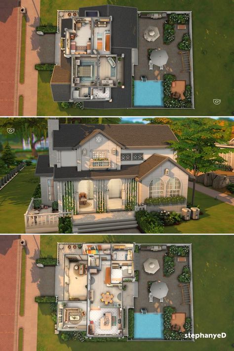 Sims House Ideas Layout, Sims 3 Houses Ideas, Sims 4 Family House, Sims 4 Houses Layout, Lotes The Sims 4, Sims Freeplay Houses, Sims 4 Family, Sims 4 House Plans, Sims 4 House Building