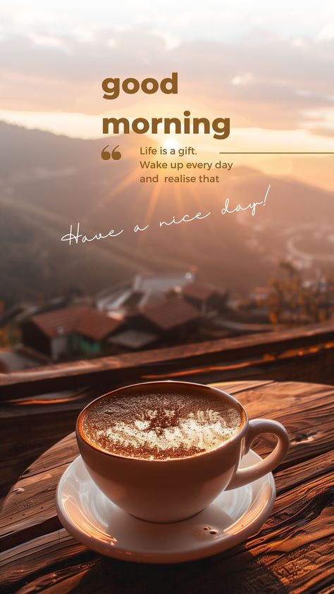 Start your day with a perfect blend of inspiration and tranquility. This beautiful image captures a steaming cup of coffee against the backdrop of a stunning sunrise in a gallery setting. The warm golden hues of the morning light create a serene atmosphere, Let this visual inspire you to embrace the day with positivity and warmth. ☕️🌅 #GoodMorning #SunriseCoffee #MorningInspiration #PeacefulMoments #CoffeeLovers #PinterestInspiration #SunriseGlow #PositiveVibes #TranquilMornings Coffee And Sunrise, Good Morning Coffee Cup, Monday Morning Coffee, Good Morning Posters, Early Morning Coffee, Good Morning Massage, Good Morning Tea, Good Morning Motivation, Good Morning My Friend