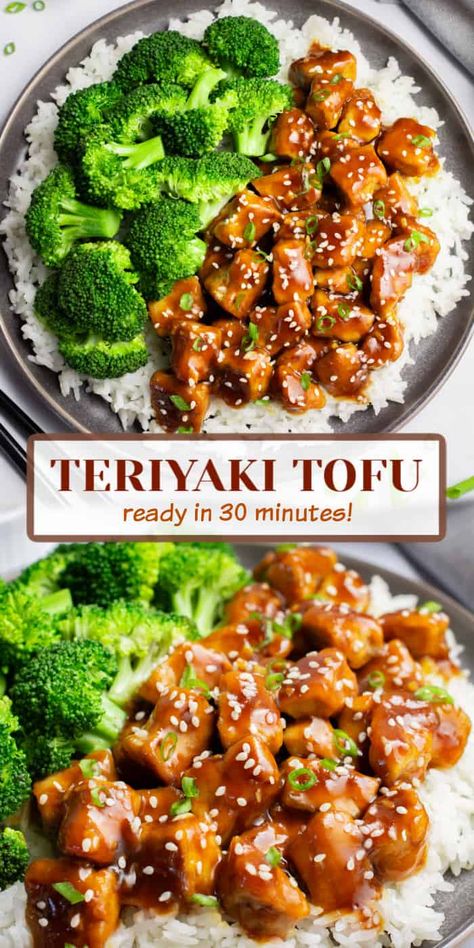 This easy teriyaki tofu recipe is made with fresh garlic and ginger for a better than takeout recipe! It’s ready in about 30 minutes, uses 9 simple ingredients, requires one pan with minimal prep time. It’s the perfect weeknight dinner. 5 Ingredient Tofu Recipes, Healthy Tofu Dinner Recipes, Healthy Meals Vegetarian, Tofu Dinner Recipes, Firm Tofu Recipes, Tofu Protein, Beginners Recipes, Tofu Recipes Healthy, Tofu Recipes Easy