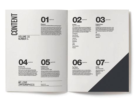 Designing the Perfect Table of Contents: 50 Examples to Show You How – Design School Contents Page Design, Table Of Contents Design, Design De Configuration, Cv Inspiration, Mises En Page Design Graphique, Magazine Layout Inspiration, Contents Layout, Book And Magazine Design, Page Layout Design