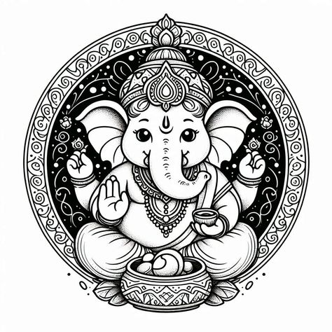 Ganesh Mandala, Vinayaka Images, Eyeball Art, Disney Drawings Sketches, Mandela Art, Ganesha Painting, Ganesha Art, Drawing Wallpaper, Book Art Diy